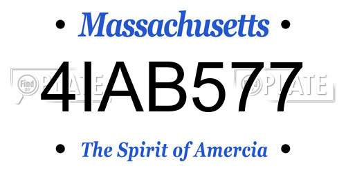 4IAB577 Massachusetts License Plate