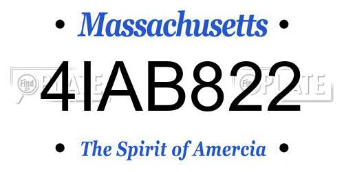 4IAB822 Massachusetts License Plate