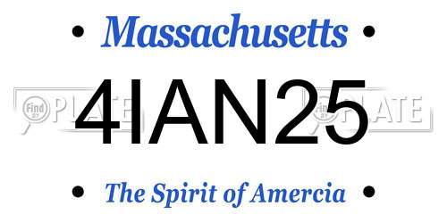 4IAN25 Massachusetts License Plate