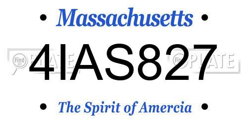 4IAS827 Massachusetts License Plate