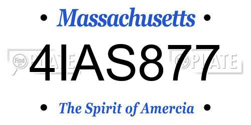 4IAS877 Massachusetts License Plate