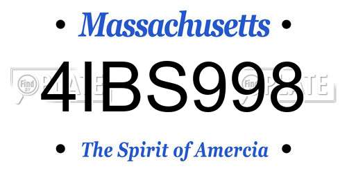 4IBS998 Massachusetts License Plate
