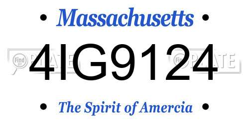 4IG9124 Massachusetts License Plate
