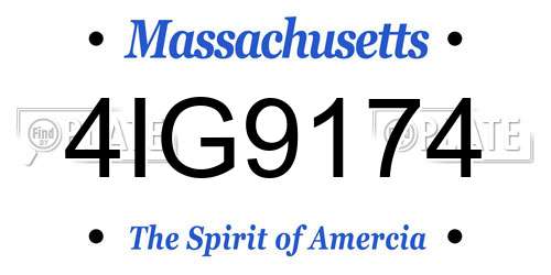 4IG9174 Massachusetts License Plate