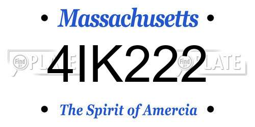 4IK222 Massachusetts License Plate