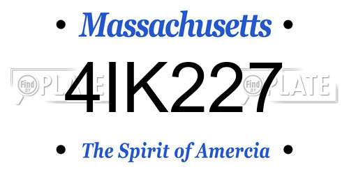 4IK227 Massachusetts License Plate