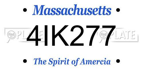 4IK277 Massachusetts License Plate