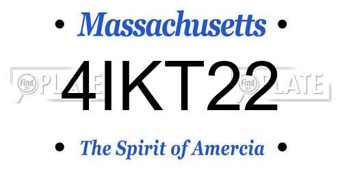4IKT22 Massachusetts License Plate
