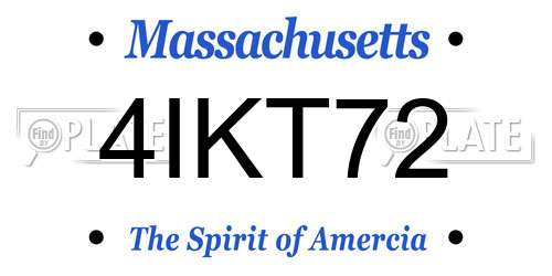 4IKT72 Massachusetts License Plate