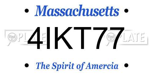 4IKT77 Massachusetts License Plate