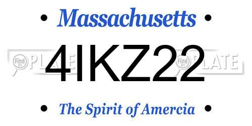 4IKZ22 Massachusetts License Plate