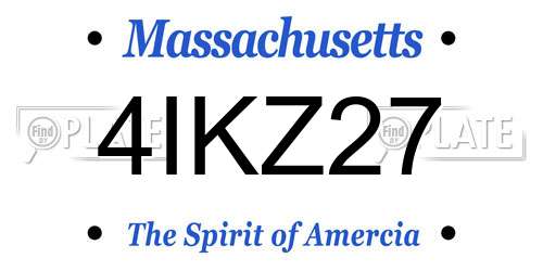 4IKZ27 Massachusetts License Plate