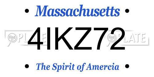 4IKZ72 Massachusetts License Plate