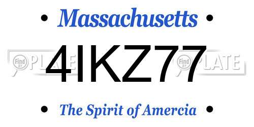 4IKZ77 Massachusetts License Plate