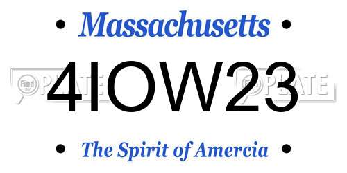 4IOW23 Massachusetts License Plate