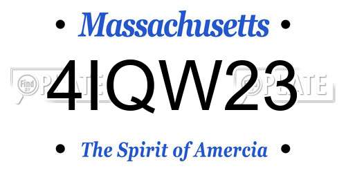 4IQW23 Massachusetts License Plate