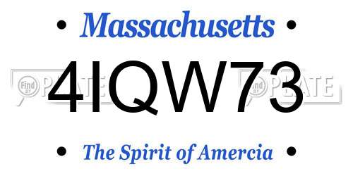 4IQW73 Massachusetts License Plate