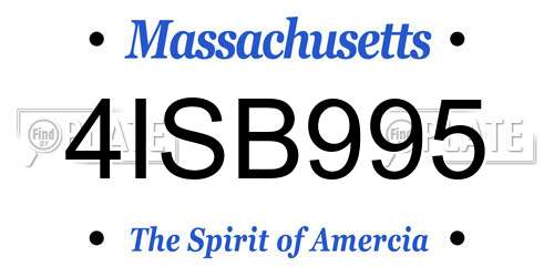 4ISB995 Massachusetts License Plate