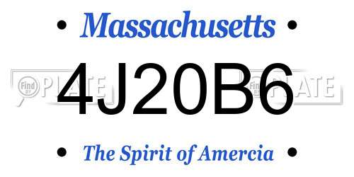 4J20B6 Massachusetts License Plate