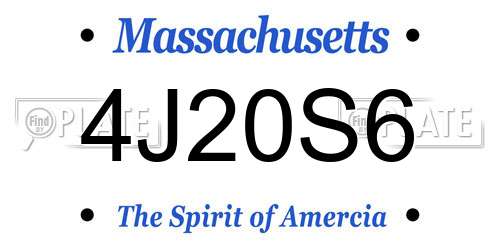 4J20S6 Massachusetts License Plate