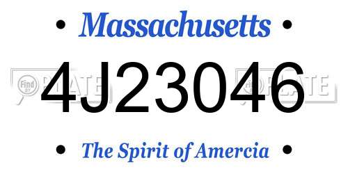4J23046 Massachusetts License Plate