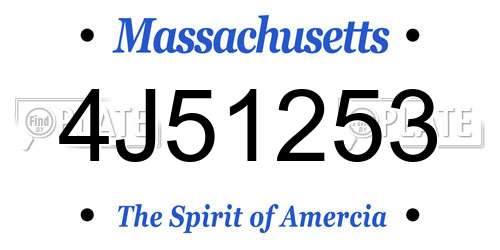 4J51253 Massachusetts License Plate