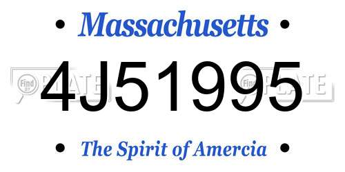 4J51995 Massachusetts License Plate