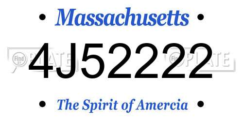 4J52222 Massachusetts License Plate