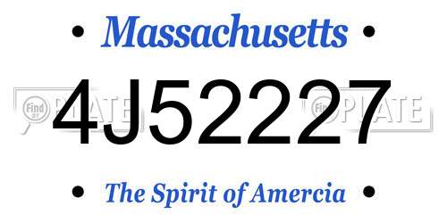 4J52227 Massachusetts License Plate