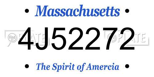 4J52272 Massachusetts License Plate