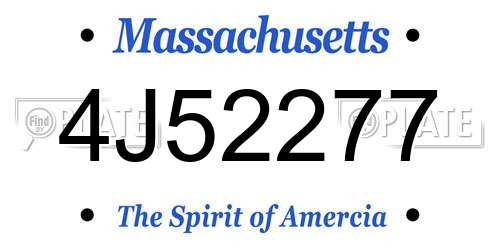 4J52277 Massachusetts License Plate