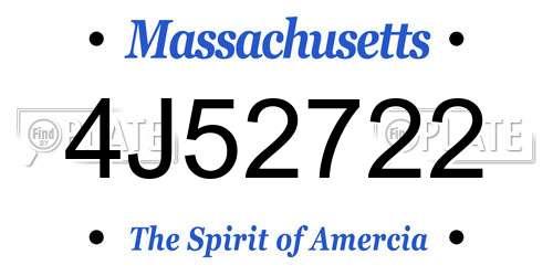 4J52722 Massachusetts License Plate
