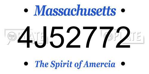 4J52772 Massachusetts License Plate
