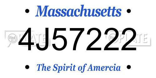 4J57222 Massachusetts License Plate