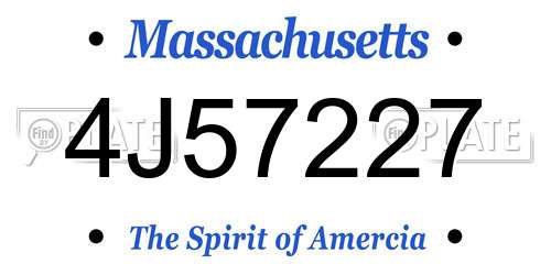 4J57227 Massachusetts License Plate