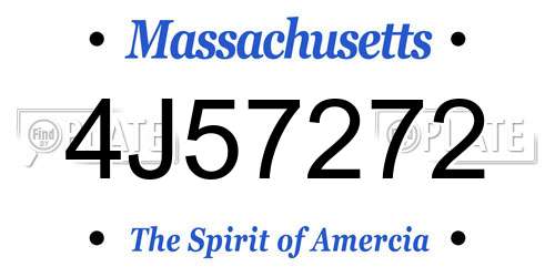 4J57272 Massachusetts License Plate