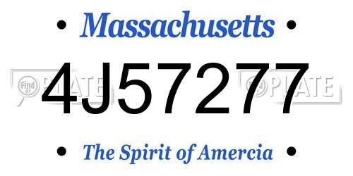 4J57277 Massachusetts License Plate
