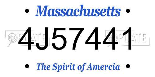 4J57441 Massachusetts License Plate