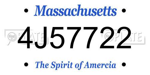 4J57722 Massachusetts License Plate