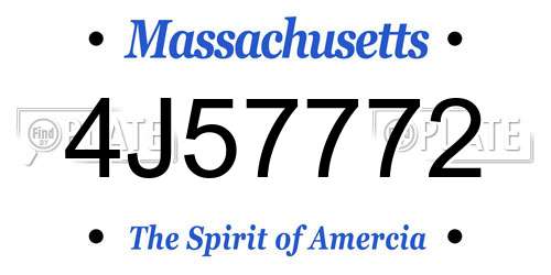 4J57772 Massachusetts License Plate
