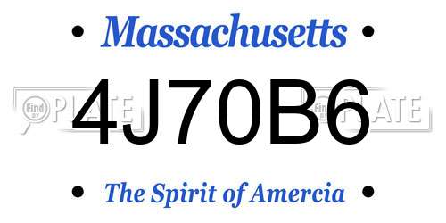4J70B6 Massachusetts License Plate