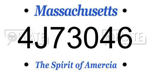 4J73046 Massachusetts License Plate