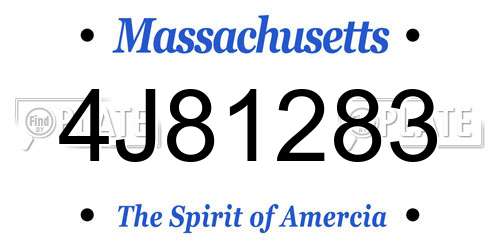 4J81283 Massachusetts License Plate