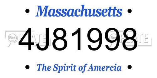 4J81998 Massachusetts License Plate