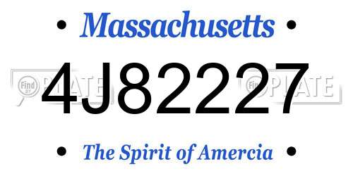 4J82227 Massachusetts License Plate