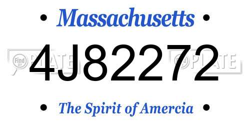 4J82272 Massachusetts License Plate