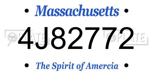 4J82772 Massachusetts License Plate