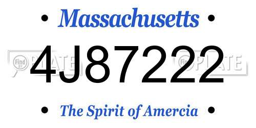 4J87222 Massachusetts License Plate