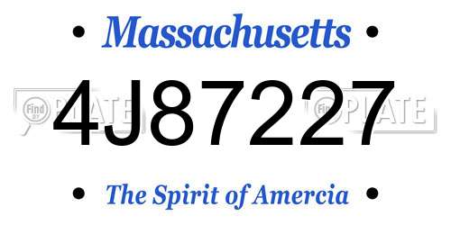 4J87227 Massachusetts License Plate
