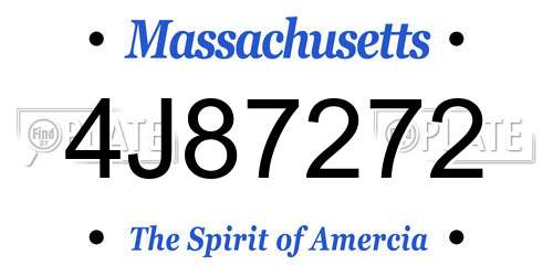 4J87272 Massachusetts License Plate